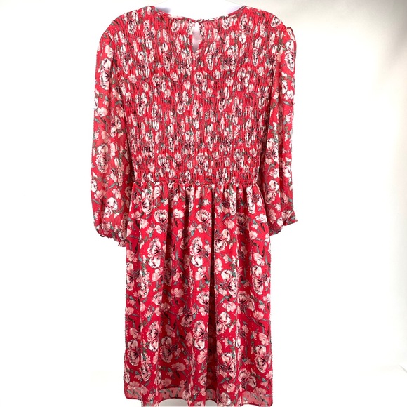Eliane Rose smocked 3/4 sleeve pink floral print dress sz Med - Picture 3 of 14